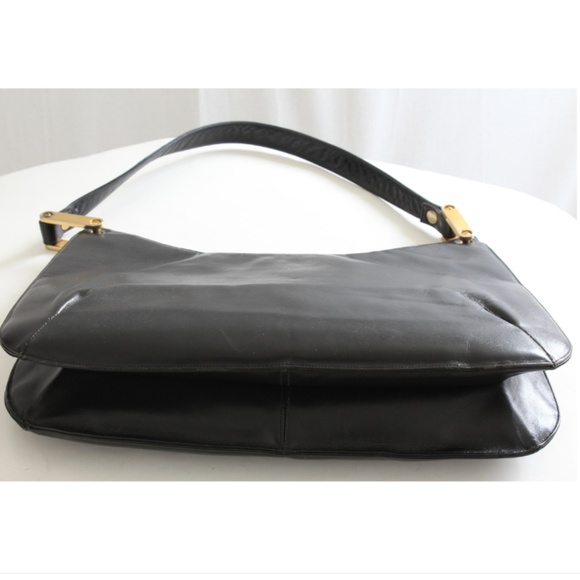 Saks 5th Ave Shoulder Bag Black Box Leather Handbag Retro Vintage 1970s - Picture 4 of 8